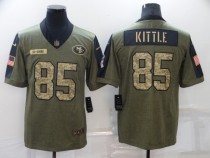 Men's San Francisco 49ers #85 George Kittle 2021 Olive Camo Salute To Service Limited Jersey