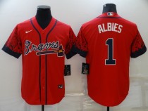 MLB Atlanta Braves #1 Ozzie Albies Red Jersey