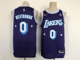 NBA Los Angeles Lakers #0 Russell Westbrook Purple 2021 City Edition 75th Anniversary Jersey