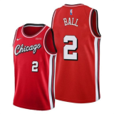 NBA Chicago Bulls #2 Lonzo Ball City Edition 75th Anniversary Red Swingman Jersey