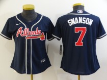 Women  MLB Atlanta Braves #7 Dansby Swanson Blue Game Nike Jersey