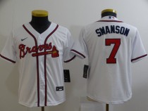 Youth MLB Atlanta Braves #7 Dansby Swanson White Game Nike Jersey