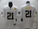 Men's Dallas Cowboys #21 Ezekiel Elliott White Golden Edition With 1960 Patch Limited Jersey