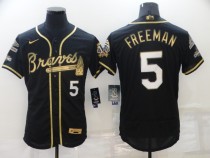 MLB Atlanta Braves #5 Freddie Freeman Black Golden World Series Champions With 150th Jersey