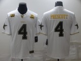 Men's Dallas Cowboys #4 Dak Prescott White Golden Edition With C Patch And 1960 Patch White Golden Edition With 1960 Patch Limited Jersey