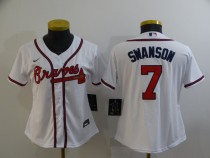 Women  MLB Atlanta Braves #7 Dansby Swanson White Game Nike Jersey