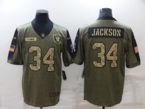 Men's Las Vegas Raiders #34 Bo Jackson 2021 Olive Camo Salute To Service Limited Jersey