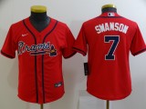 Youth MLB Atlanta Braves #7 Dansby Swanson Red Game Nike Jersey