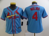Youth MLB Cardinals #4 Yadier Molina Blue Game Nike Jersey