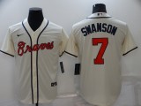 MLB Atlanta Braves #7 Dansby Swanson Cream Game Nike Jersey