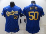 MLB Los Angeles Dodgers #50 Mookie Betts Blue Gold 2020 World Series Flex Base Jersey