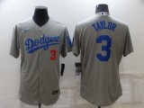 MLB Los Angeles Dodgers #3 Taylor Grey Flex Base Elite Jersey