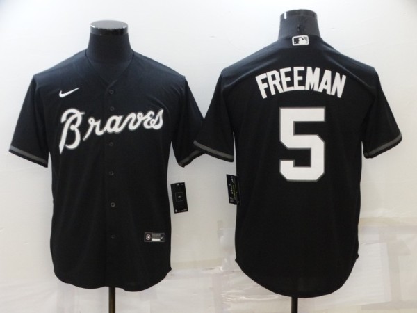 MLB Atlanta Braves #5 Freddie Freeman Black Game Jersey