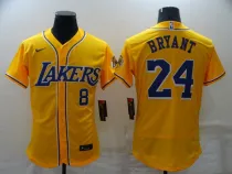 Men's Los Angeles Lakers Front #8 Back #24 Kobe Bryant Yellow Flex Base Jersey