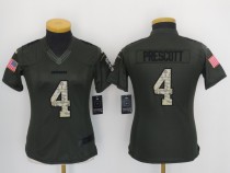 Women Nike Dallas Cowboys #4 Prescott Olive Camo Carson Salute to Serive Jersey