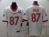 Men's Kansas City Chiefs #87 Travis Kelce 2022 White Pro Bowl Jersey