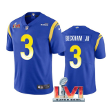 Men's Los Angeles Rams #3 Odell Beckham Jr. Royal 2022 Super Bowl LVI Vapor Limited Jersey