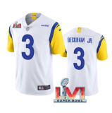 Men's Los Angeles Rams #3 Odell Beckham Jr. White 2022 Super Bowl LVI Vapor Limited Jersey