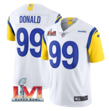 Men's Los Angeles Rams #99 Aaron Donald White 2022 Super Bowl LVI Vapor Limited Jersey