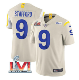 Men's Los Angeles Rams #9 Matthew Stafford Bone 2022 Super Bowl LVI Vapor Limited Jersey