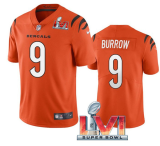 Men's Cincinnati Bengals #9 Joe Burrow Orange 2022 Super Bowl LVI Vapor Limited Jersey