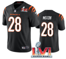 Men's Cincinnati Bengals #28 Joe Mixon Black 2022 Super Bowl LVI Vapor Limited  Jersey