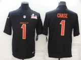 Men's Cincinnati Bengals #1 Ja'Marr Chase 2022 Black Super Bowl LVI Game Jersey