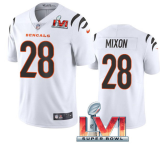 Men's Cincinnati Bengals #28 Joe Mixon White 2022 Super Bowl LVI Vapor Limited Jersey