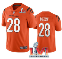 Men's Cincinnati Bengals #28 Joe Mixon Orange 2022 Super Bowl LVI Vapor Limited Jersey