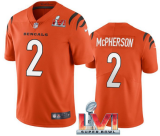 Men's Cincinnati Bengals #2 Evan McPherson 2022 Orange Super Bowl LVI Vapor Limited Jersey