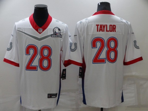 Men's Indianapolis Colts #28 Taylor 2022 White Pro Bowl Jersey