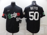 MLB Los Angeles Dodgers #50 Mookie Betts Black Game Jersey