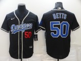 MLB Los Angeles Dodgers #50 Mookie Betts Navy Blue Game Throwback Jersey