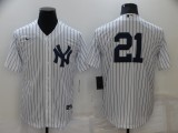 MLB New York Yankees #21 Deion Sanders White Game Nike Jersey
