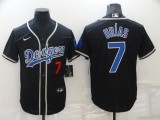 MLB Los Angeles Dodgers #7 Julio Urias Navy Blue Game Throwback Jersey