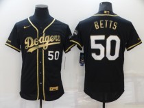 MLB Los Angeles Dodgers #50 Mookie Betts 2021 Black Golden Championship Jersey