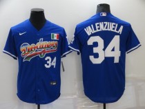 MLB Los Angeles Dodgers #34 Valenzuela Blue Game Jersey