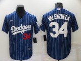 MLB Los Angeles Dodgers #34 Valenzuela Blue Game Nike Jersey