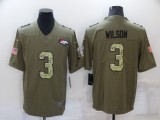 Men's Denver Broncos #3 Russell Wilson Olive Camo Salute To Service Limited Jersey