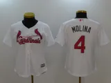 Women MLB Cardinals #4 Yadier Molina White Jersey