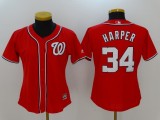 Women Washington Nationals #34 Harper Red Game Jersey