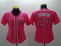 Women MLB New York Yankees #27 Stanton Pink Jersey