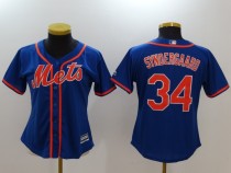 Women MLB New York Mets #34 Syndergaard Blue Jersey