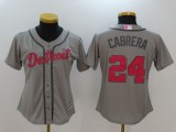 Women MLB Detroit Tigers #24 Cabrera Blue Jersey