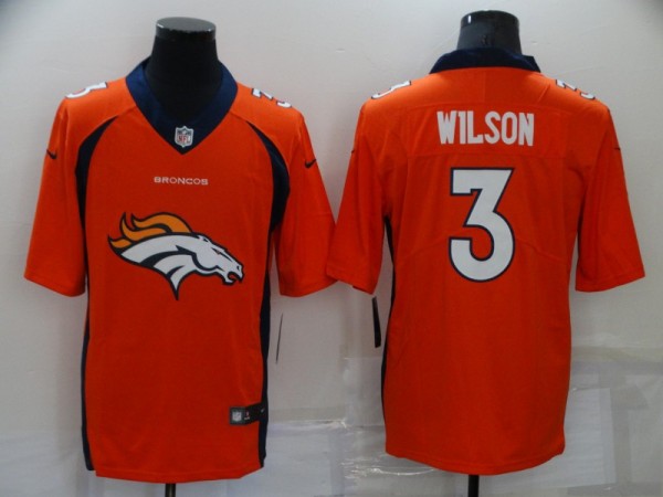 Men's Denver Broncos #3 Russell Wilson Orange Shadow Logo Limited Jersey
