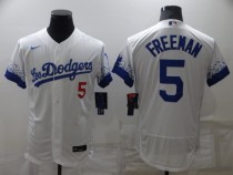 MLB Los Angeles Dodgers #5 Freddie Freeman White City Connect Flex Base Elite Jersey