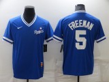 MLB Los Angeles Dodgers #5 Freddie Freeman Blue Throwback Jersey