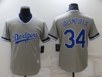 MLB Los Angeles Dodgers #34 Toro Valenzuela Gray Throwback Game Jersey