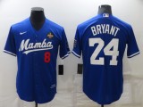 MLB Los Angeles Dodgers Front #8 Back #24 Kobe Bryant Royal 'Mamba' Throwback Jersey