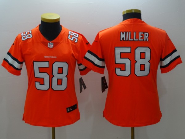 Women Nike Denver Broncos #58 Miller Orange Color Rush Untouchable Jersey